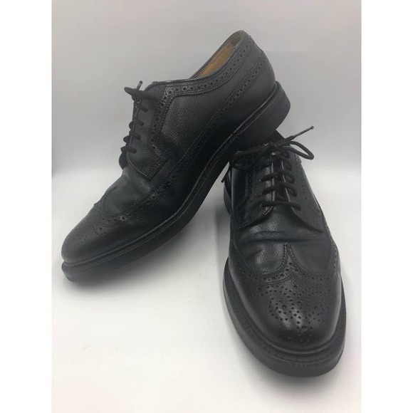 Vintage Florsheim Imperial Men's Black Leather Wing Tip Dress Shoes 9.5D - Picture 2 of 13